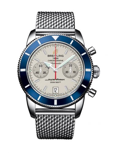 Breitling Superocean Heritage 44 Chronograph Stainless Steel Blue Silver Milanese