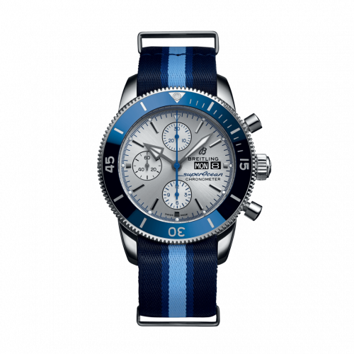 Breitling Superocean Heritage II Chronograph 44 Stainless Steel Silver NATO Ocean Conservancy