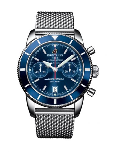 Breitling Superocean Heritage 44 Chronograph Stainless Steel Blue Blue Milanese