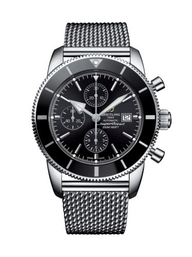 Breitling Superocean Heritage II 46 Chronograph Stainless Steel Black Black Milanese