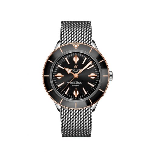 Breitling Superocean Heritage '57 Stainless Steel Red Gold Black Mesh