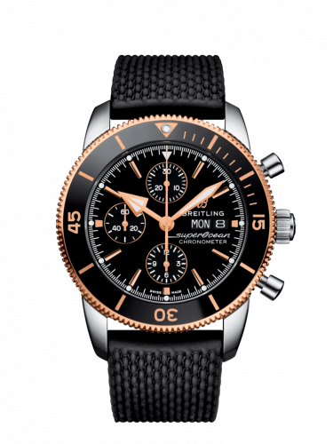 Breitling Superocean Heritage II Chronograph 44 Stainless Steel Rose Gold Black Rubber Folding