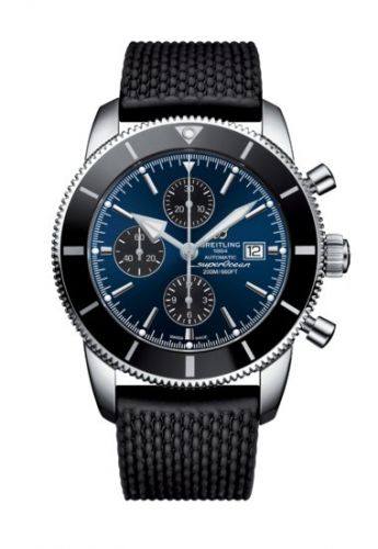 Breitling Superocean Heritage II 46 Chronograph Stainless Steel Black Blue Rubber Folding
