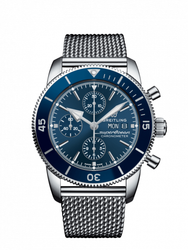 Breitling Superocean Heritage II Chronograph 44 Stainless Steel Blue Milanese