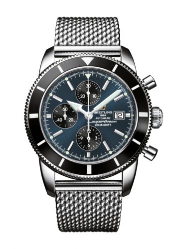 Breitling Superocean Heritage 46 Chronograph Stainless Steel Black Gun Blue Milanese