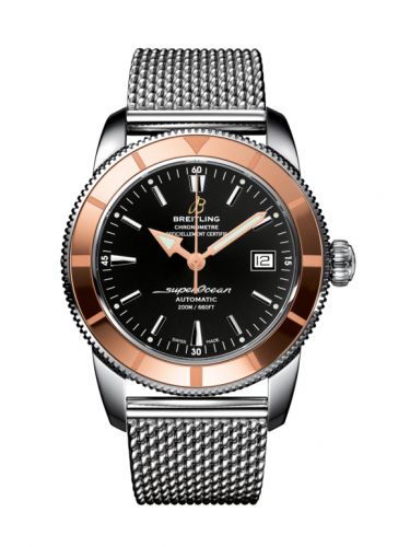 Breitling Superocean Heritage 42 Stainless Steel Red Gold Volcano Black Milanese