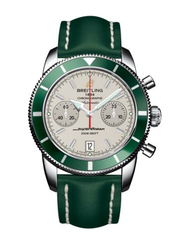 Breitling Superocean Heritage 44 Chronograph Stainless Steel Green Silver Calf