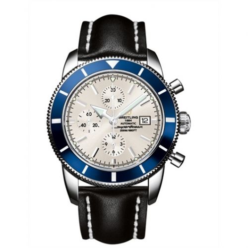 Breitling Superocean Heritage 46 Chronograph Stainless Steel Blue Stratus Silver Calf