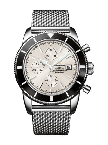 Breitling Superocean Heritage 46 Chronograph Stainless Steel Black Stratus Silver Milanese