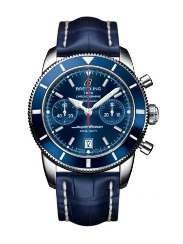 Breitling Superocean Heritage 44 Chronograph Stainless Steel Blue Blue Croco
