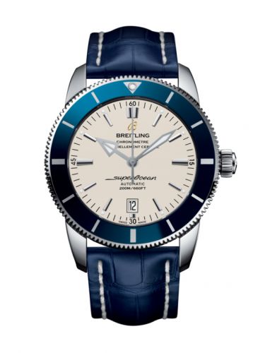 Breitling Superocean Heritage II 46 Stainless Steel Blue Silver Croco Pin