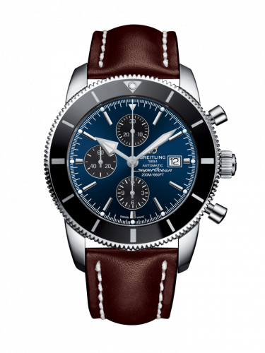 Breitling Superocean Heritage II 46 Chronograph Stainless Steel Black Blue Calf Folding