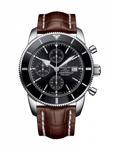 Breitling Superocean Heritage II 46 Chronograph Stainless Steel Black Black Croco Pin