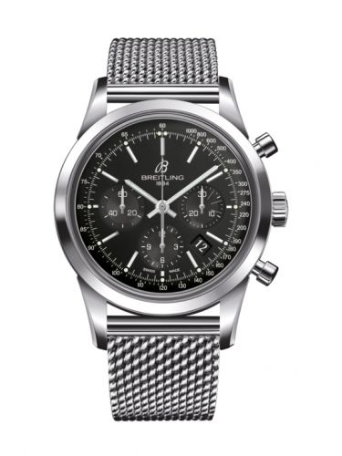Breitling Transocean Chronograph Stainless Steel Black Bracelet