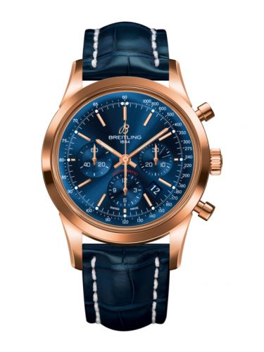 Breitling Transocean Chronograph Red Gold Blue Croco