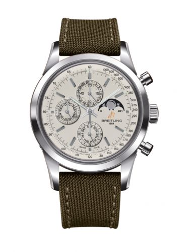 Breitling Transocean Chronograph 1461 Stainless Steel Silver Military Pin