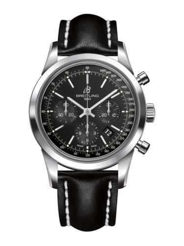 Breitling Transocean Chronograph Stainless Steel Black Calf Pin