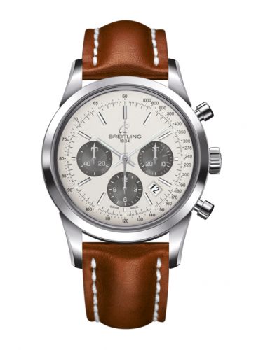 Breitling Transocean Chronograph Stainless Steel Panda Calf Pin