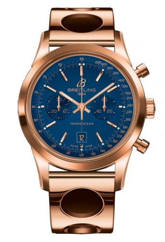 Breitling Transocean Chronograph 38 Gold Blue Racer