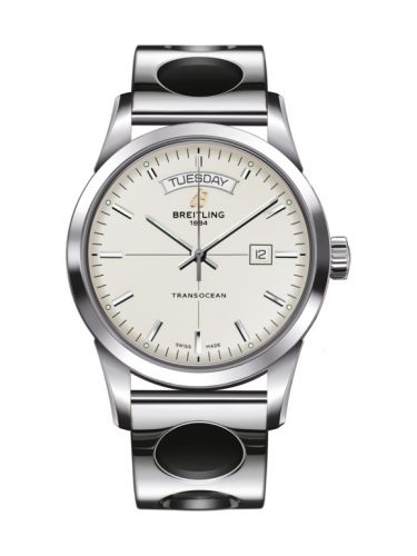 Breitling Transocean Day & Date Stainless Steel Silver Racer
