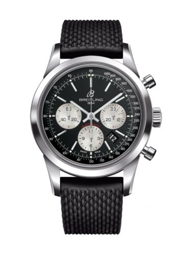 Breitling Transocean Chronograph Stainless Steel Reverse Panda Rubber Pin