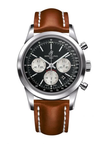 Breitling Transocean Chronograph Stainless Steel Reverse Panda Calf Pin
