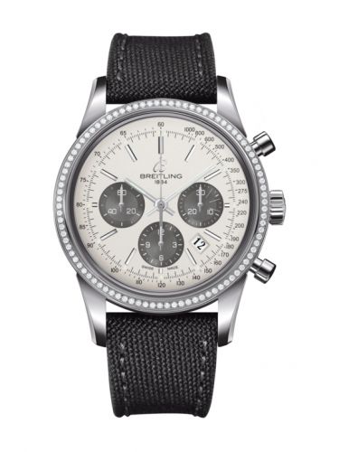 Breitling Transocean Chronograph Stainless Steel Diamond Panda Military