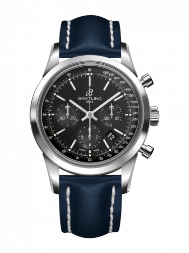 Breitling Transocean Chronograph Stainless Steel Black Calf Pin