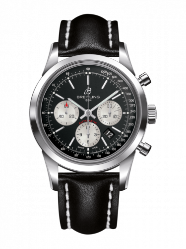 Breitling Transocean Chronograph Stainless Steel Reverse Panda Calf Pin
