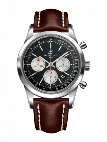 Breitling Transocean Chronograph Stainless Steel Reverse Panda Calf Folding