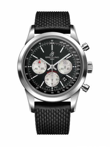 Breitling Transocean Chronograph Stainless Steel Reverse Panda Rubber Folding