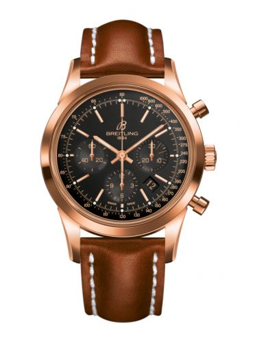 Breitling Transocean Chronograph Red Gold Black Calf