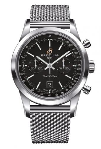 Breitling Transocean Chronograph 38 Black Milanese
