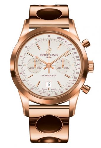 Breitling Transocean Chronograph 38 Gold Silver Racer