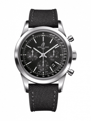 Breitling Transocean Chronograph Stainless Steel Black Military Pin