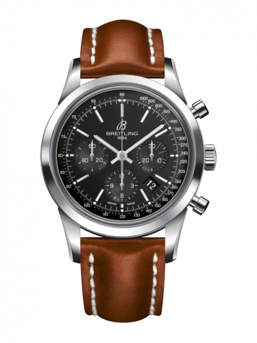 Breitling Transocean Chronograph Stainless Steel Black Calf Pin