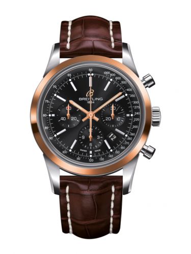 Breitling Transocean Chronograph Stainless Steel Red Gold Black Croco