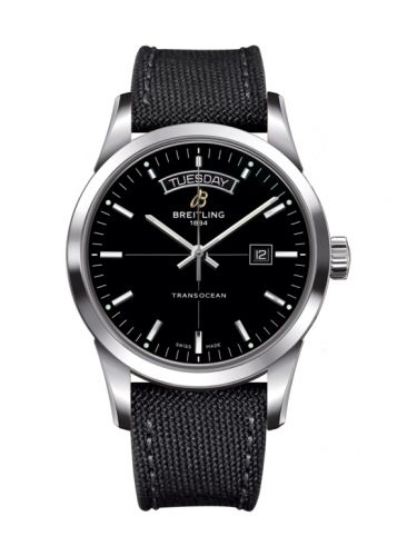 Breitling Transocean Day & Date Stainless Steel Black Military
