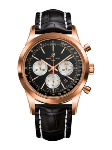 Breitling Transocean Chronograph Red Gold Reverse Panda Croco