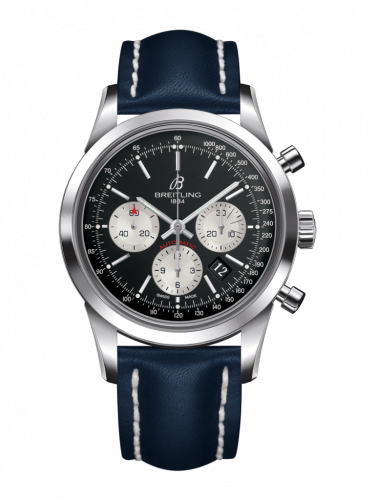 Breitling Transocean Chronograph Stainless Steel Reverse Panda Calf Pin