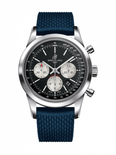 Breitling Transocean Chronograph Stainless Steel Reverse Panda Rubber Pin