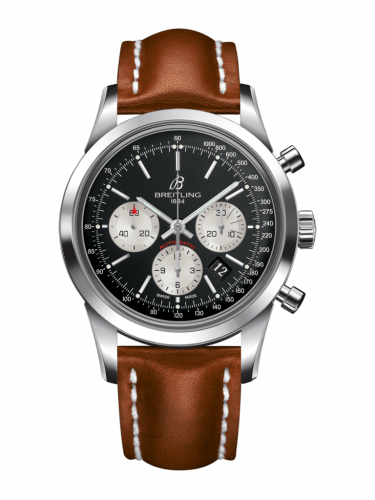 Breitling Transocean Chronograph Stainless Steel Reverse Panda Calf Folding