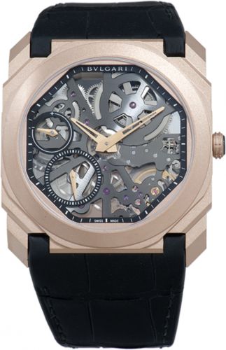 Bulgari Octo Finissimo Skeleton Pink Gold Alligator