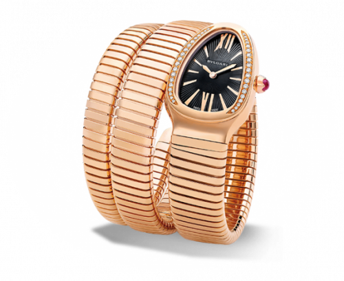 Bulgari Serpenti Tubogas Pink Gold Black Diamond Double Tour
