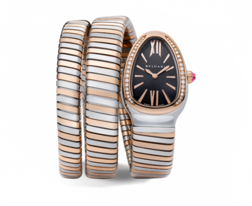 Bulgari Serpenti Tubogas Two Tone Black Diamond Double Tour