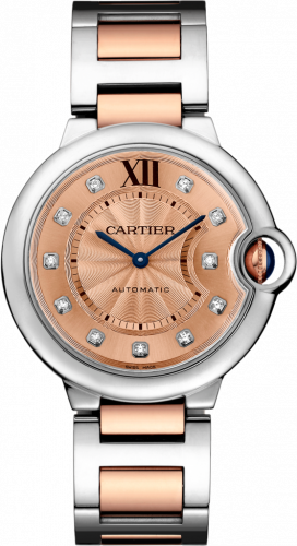 Cartier Ballon Blue de Cartier 36 Automatic Stainless Steel Pink Gold Champagne Bracelet