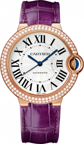 Cartier Ballon Blue de Cartier 36 Automatic Pink Gold Diamonds Purple