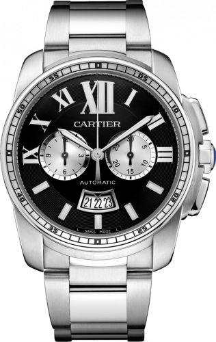 Cartier Calibre de Cartier Chronograph Stainless Steel Black Bracelet