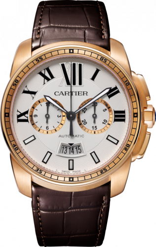 Cartier Calibre de Cartier Chronograph Stainless Pink Gold Silver
