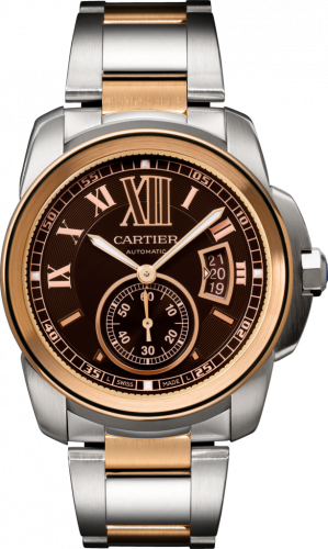 Cartier Calibre de Cartier 42 Stainless Steel Pink Gold Chocolate Bracelet
